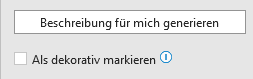 Auf diesem Ausschnitt sieht man das Kästchen "Als dekorativ markieren".