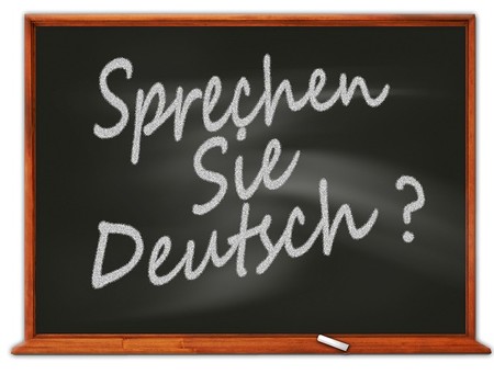 Schultafel mit der Aufschrift Sprechen Sie Deutsch?