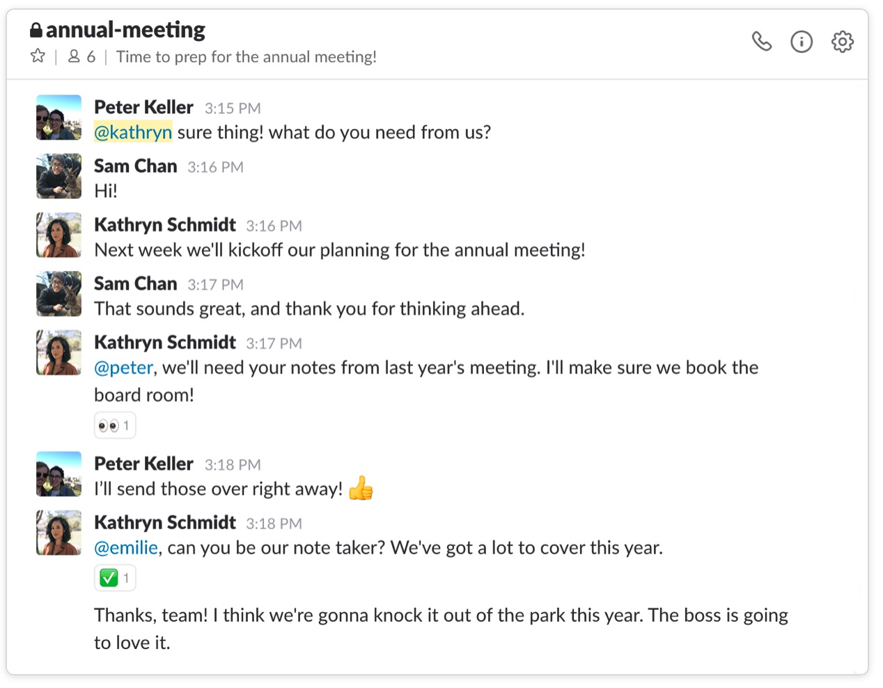 Screenshot Slack Timeline