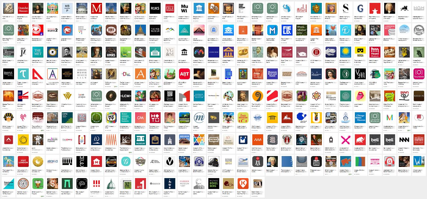 Das Bild zeigt das APP-Angebot im Google-Playstore zu virtuellen Museen.