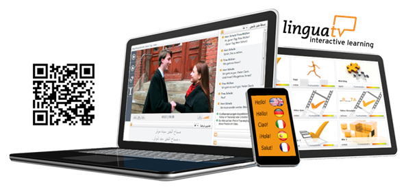 Das Bild zeigt LinguaTV mit unterschiedlichen Zugangsmöglichkeiten.