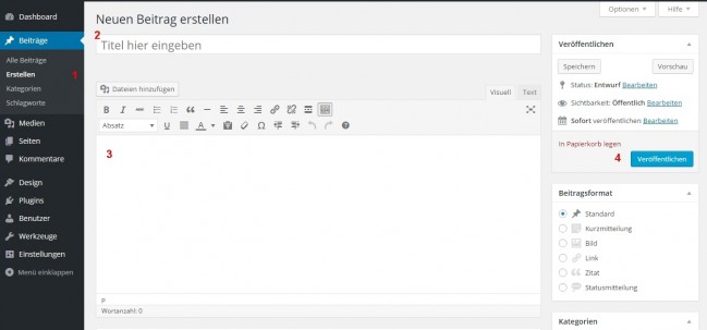 Screenshot der Editors im Backend