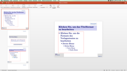 Beispiel für eine „Folienmasteransicht“ in PowerPoint