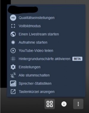 Das Bild zeigt einen Screenshot vom Einstellungsmenü im Konferenztool Meet Jitsi.