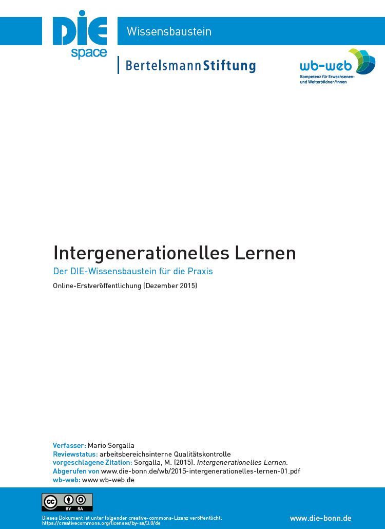 Download des Wissensbausteins Intergenerationelles Lernen