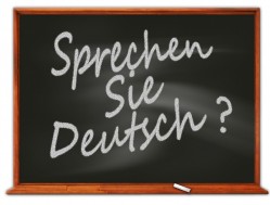 Tafel mit Aufschrift "Sprechen Sie Deutsch?"