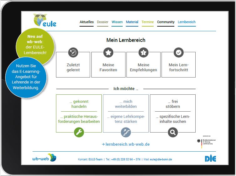 Flyer des Projekts EULE: Lernbereich