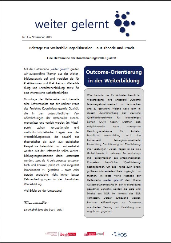 Cover des Hefts Outcome-Orientierung in der Weiterbildung