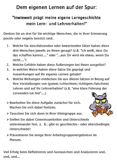 Arbeitsblatt: eigenes Lernen